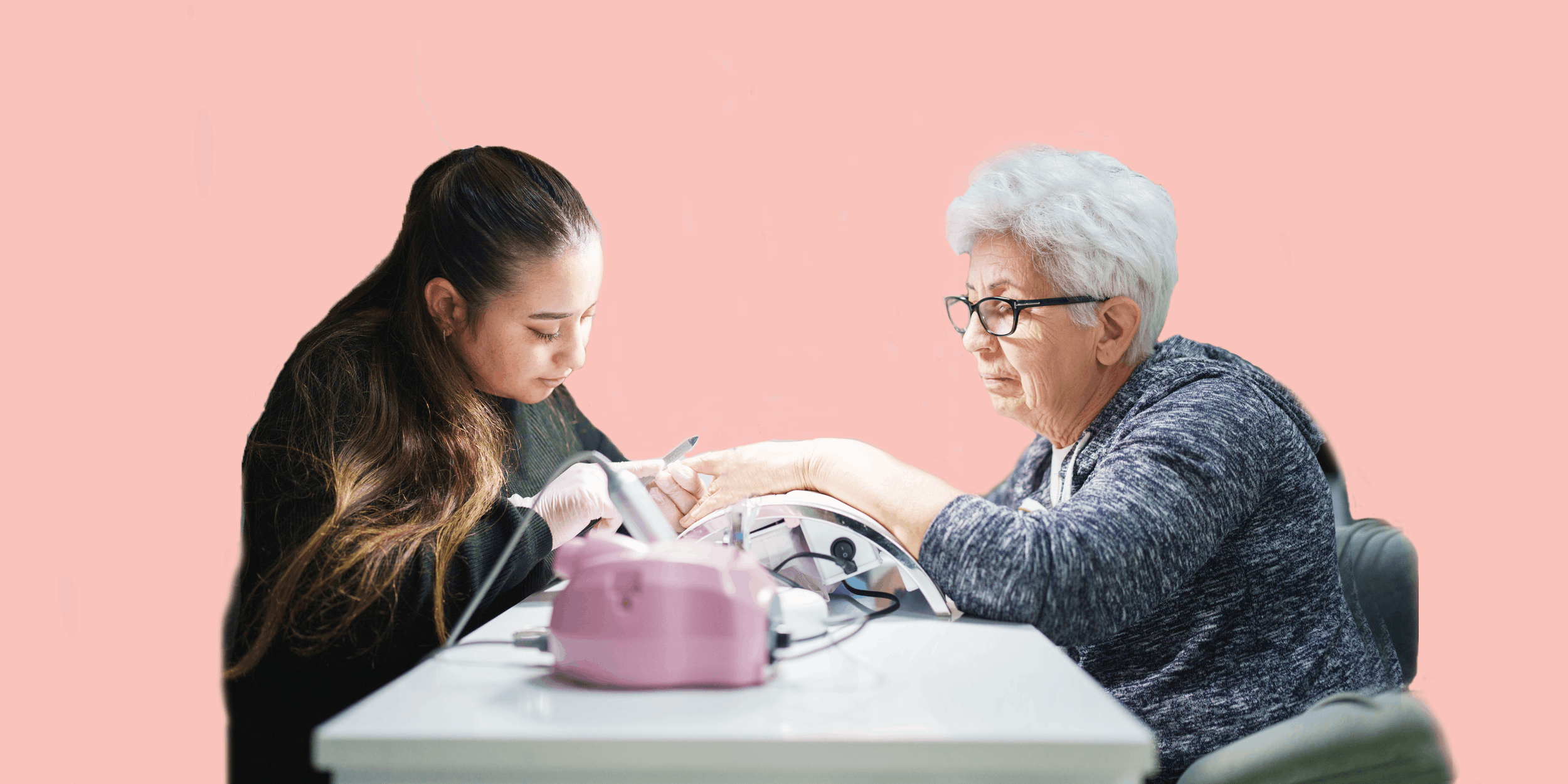 Female resident getting her nails done