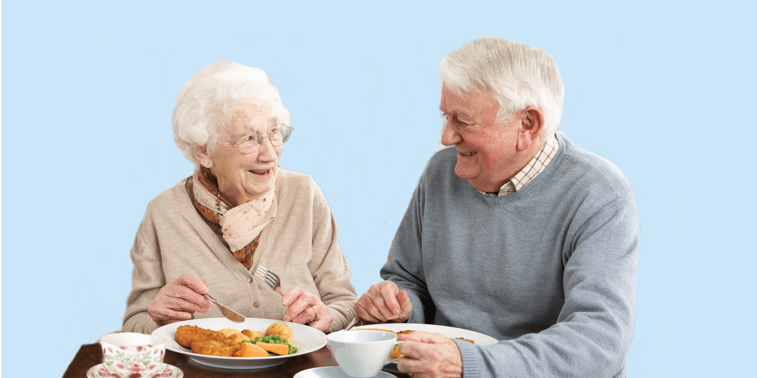 Two residents sharing a meal together